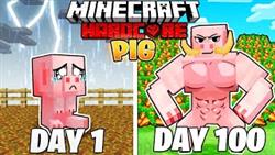 I Survived 100 DAYS As A PIG In HARDCORE Minecraft!
