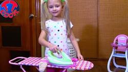 Ярослава КАК МАМА гладит вещи кукле Беби Бон и укладывает спать Видео для детей
