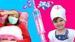 Ариша и Лиза - видео про доктора для детей где дети играют в доктора с куклами
