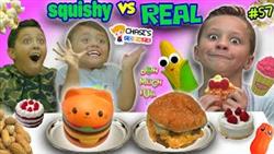 Chases Corner: SQUISHY FOOD vs REAL FOOD Challenge! (#57) | DOH MUCH FUN