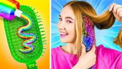 CRAZY HAIR HACKS AND TIPS || Colorful Girly Hacks And DIY Tips By 123 GO! GOLD
