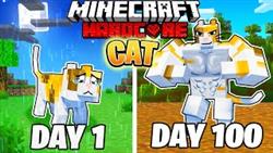 I Survived 100 DAYS as a CAT in HARDCORE Minecraft!