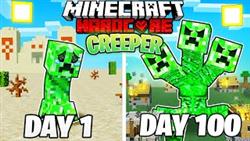 I Survived 100 DAYS as a CREEPER in HARDCORE Minecraft!