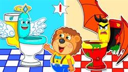 Lion Family | Angel vs Demon Restroom. Kids Stories About Potty Training | Cartoon for Kids
