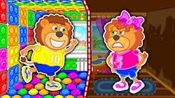 Lion Family | Pop It Vs Cardboard Playhouse #2. Kids Make DIY Pop It Playhouse | Cartoon For Kids
